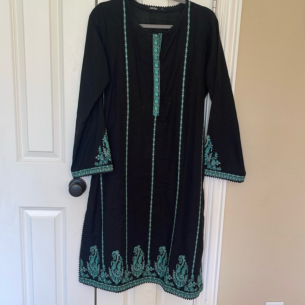 Indian Pakistani kurta from Image in black on khadar material.